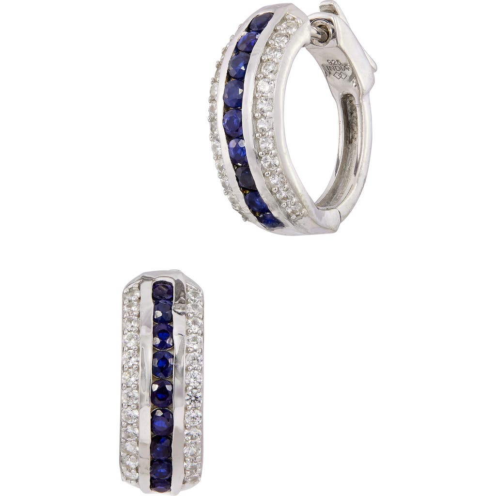 Savvy Cie Jewels Stone Hoop Earrings In Metallic
