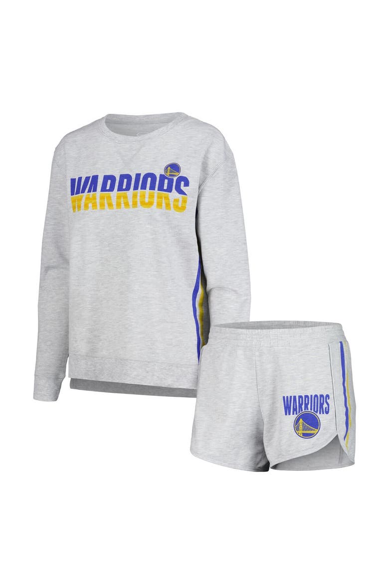 Women's Concepts Sport Gray Golden State Warriors Cedar Long Sleeve T-Shirt & Shorts Sleep Set, Main, color, Gray