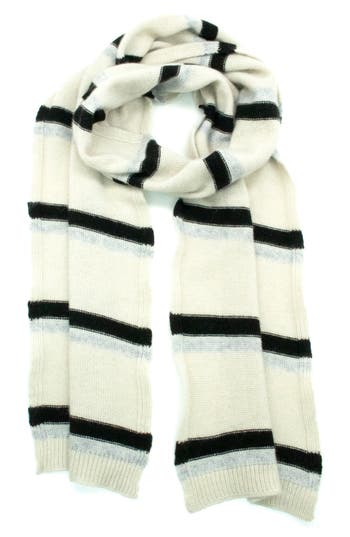 Portolano Stripe Cashmere Scarf In Yogi Ivory Combo