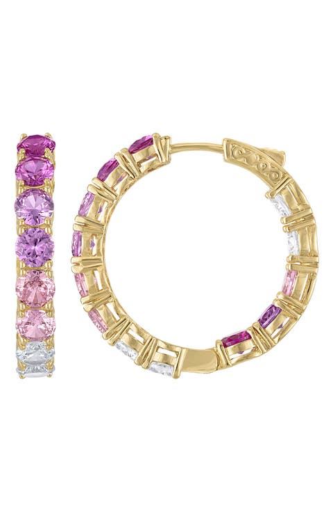 Cubic Zirconia Inside Out Hoop Earrings