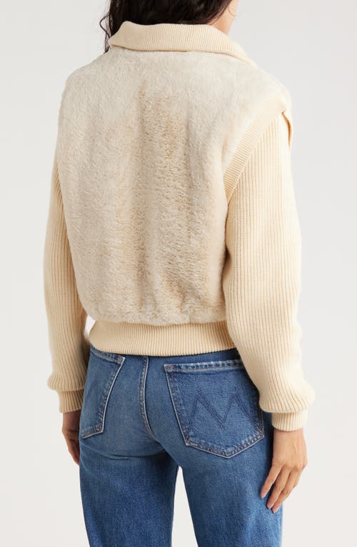 Blanknyc Mixed Media Faux Fur Bomber Jacket In Neutral