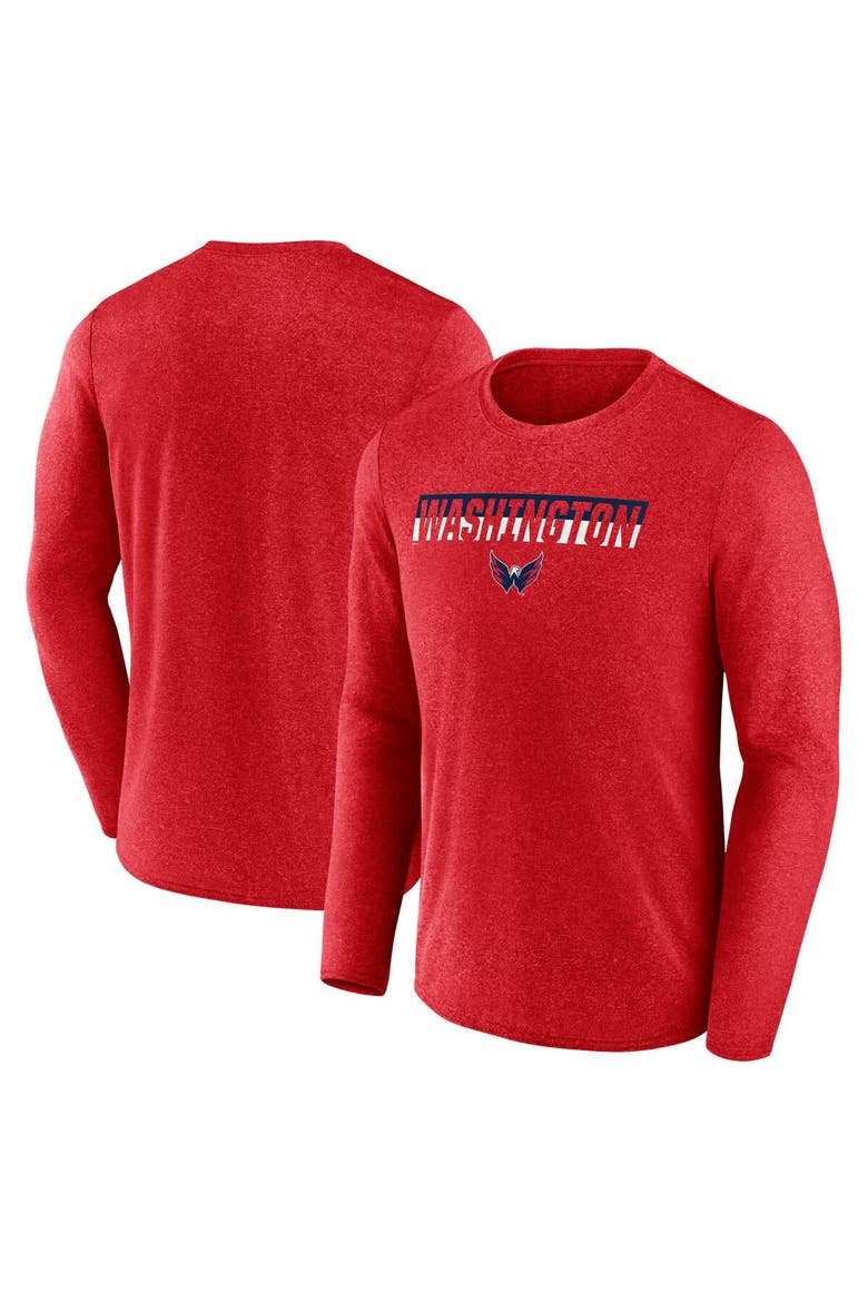 Men's Fanatics Heather Red Washington Capitals Transition Long Sleeve T-Shirt, Main, color, Heather Red