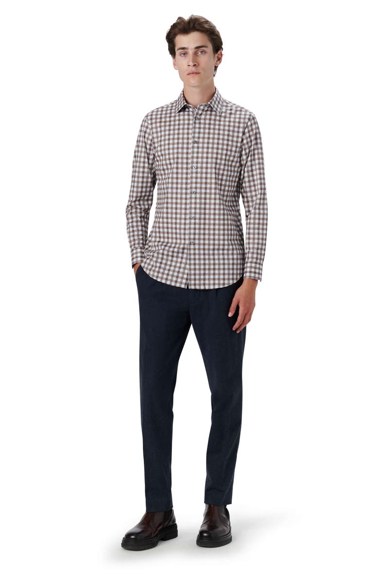 Bugatchi OoohCotton<sup>®</sup> Check Button-Up Shirt, Alternate, color, Chalk/ Red