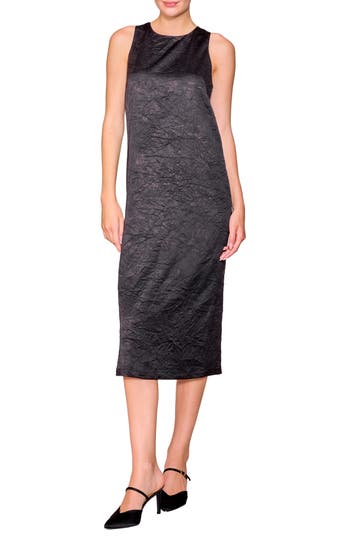 Melloday Textured Popover Shift Dress In Black