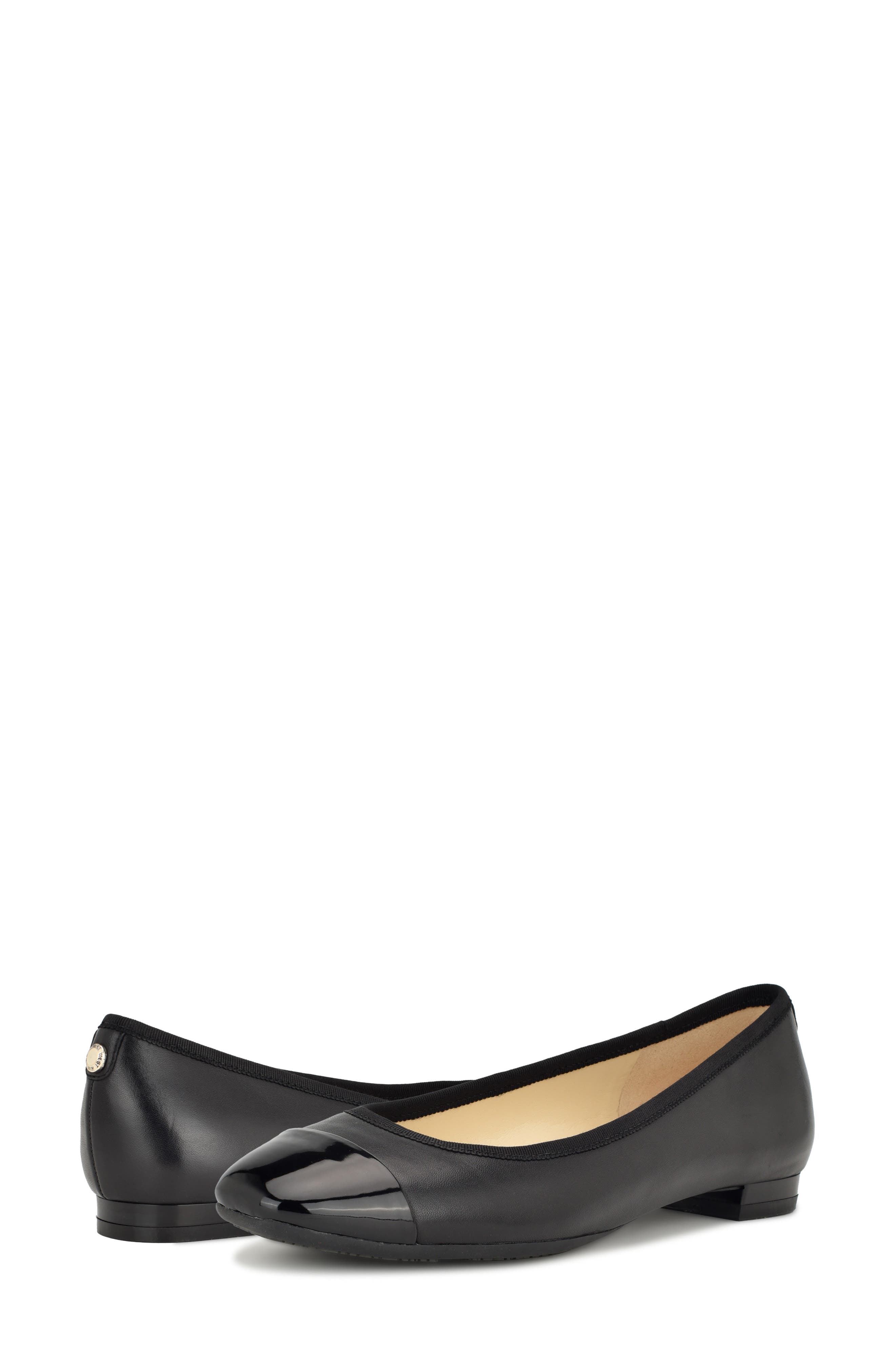 Nine West Ollin 9x9 Cap Toe Flat, Alternate, color, Black 001