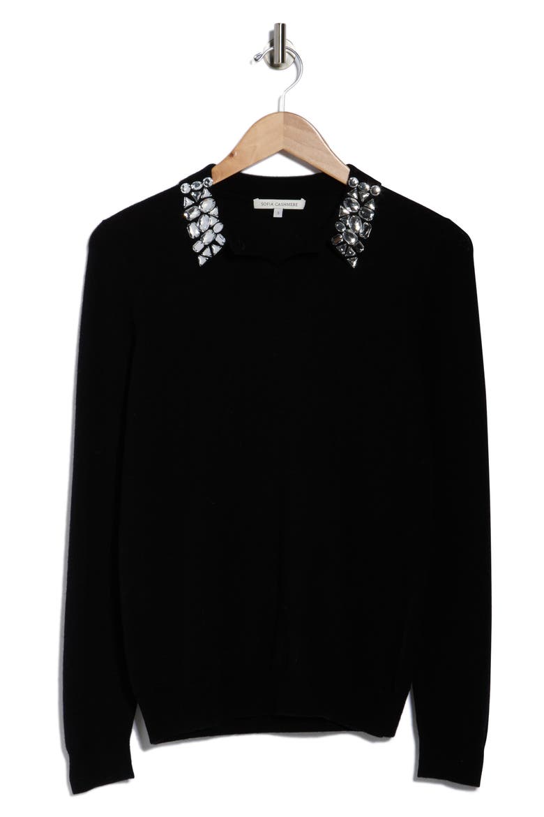 Embellished Collar Polo, Alternate, color, BLK