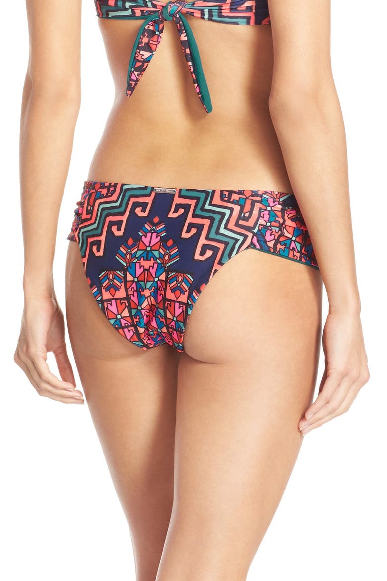 Ruched Cheeky Bikini Bottoms, Main, color, BOLNISI RUG PURPLE