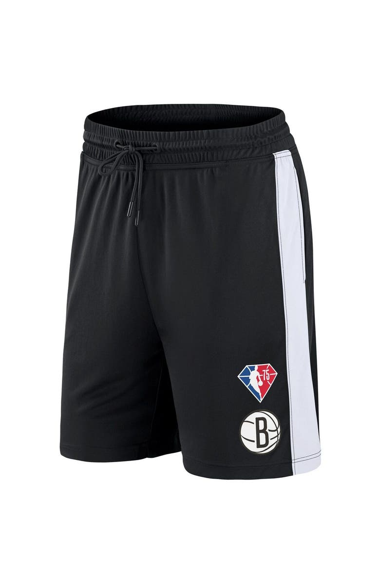 FANATICS Men's Fanatics Branded Black Brooklyn Nets 75th Anniversary Downtown Performance Practice Shorts, Alternate, color, 