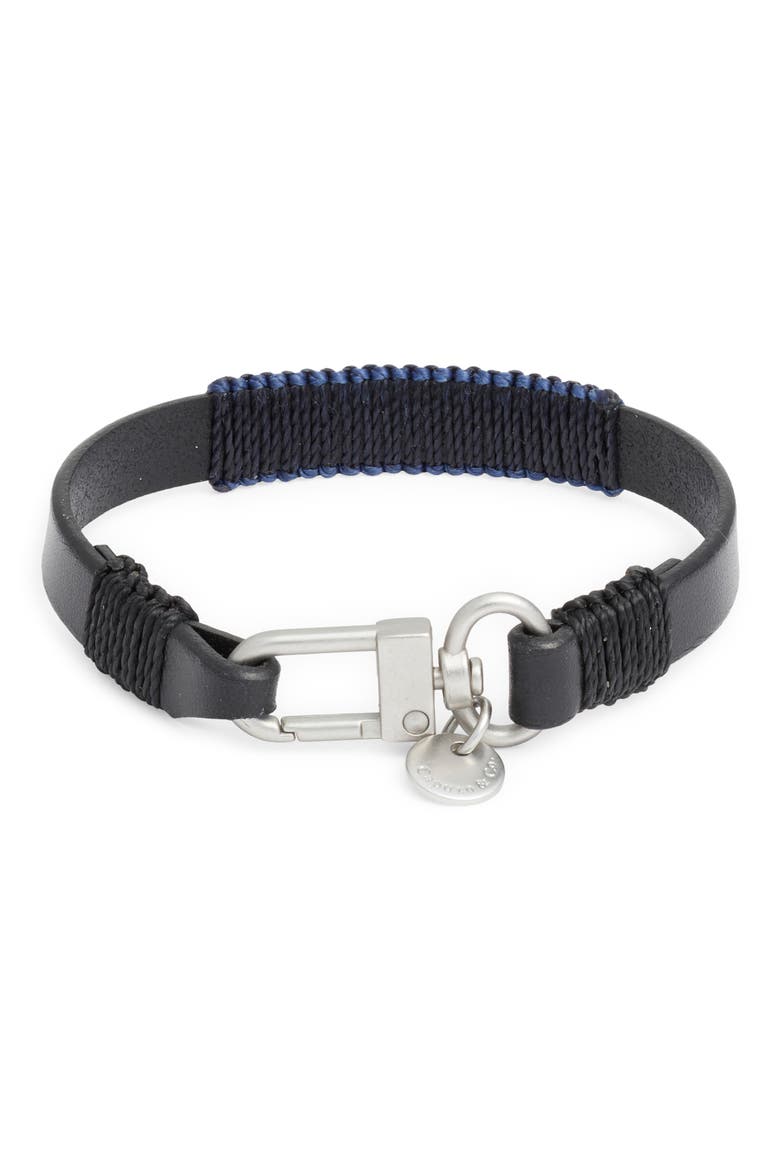 Colorblock Leather Bracelet, Main, color, BLACK