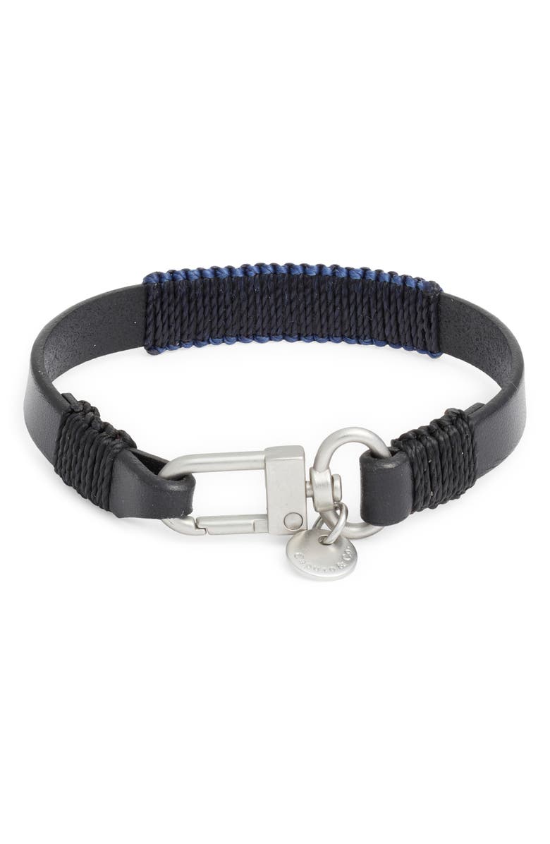 Caputo & Co. Colorblock Leather Bracelet, Main, color, Black