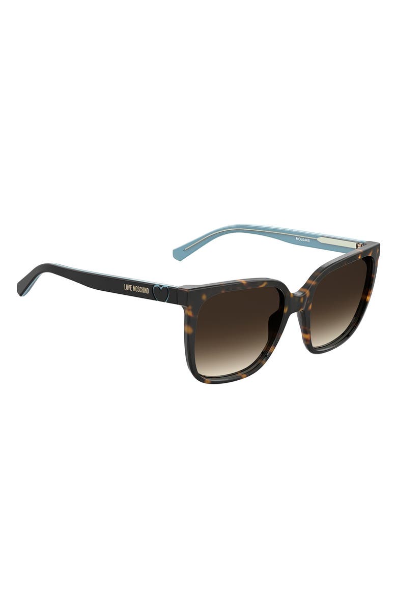 Love Moschino 56mm Gradient Rectangular Sunglasses, Alternate, color, Havana