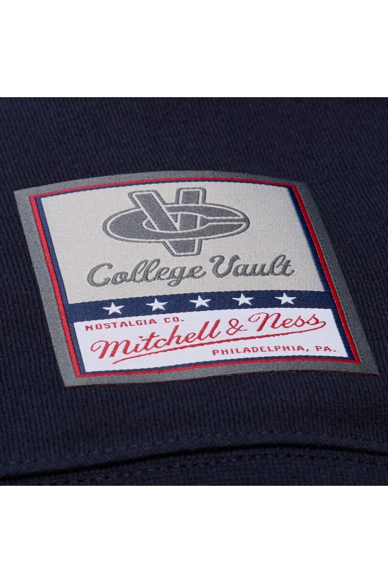 Men's Mitchell & Ness  Navy Michigan Wolverines Half Time Fleece Crewneck Sweatshirt, Alternate, color, Navy