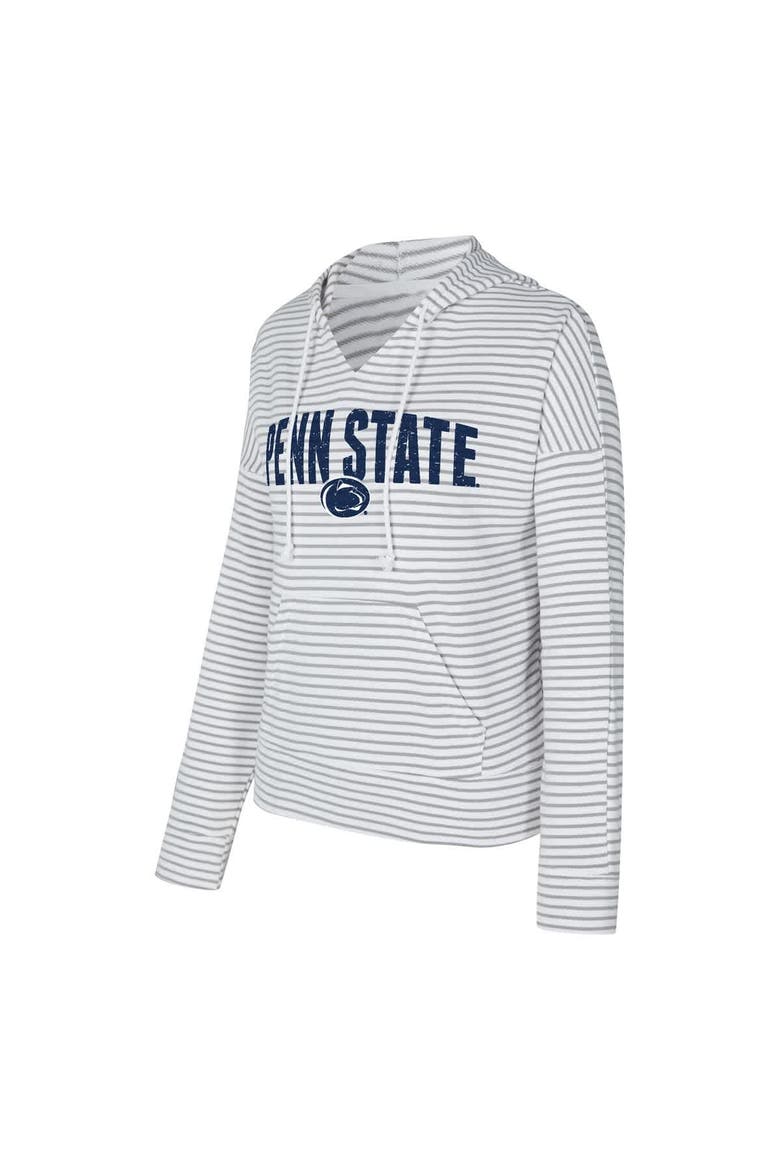 Men's Concepts Sport  White/Gray Penn State Nittany Lions French Terry Striped V-Neck Pullover Hoodie, Alternate, color, White