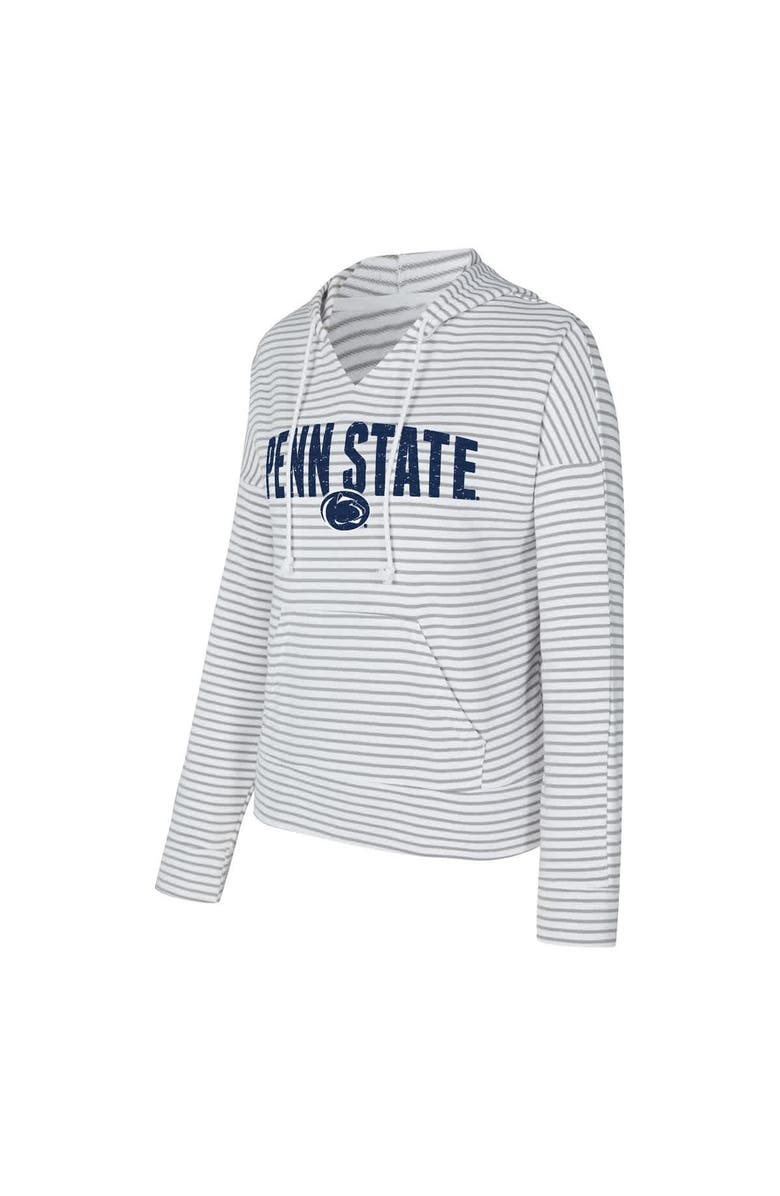 CONCEPTS SPORT Men's Concepts Sport  White/Gray Penn State Nittany Lions French Terry Striped V-Neck Pullover Hoodie, Alternate, color, White