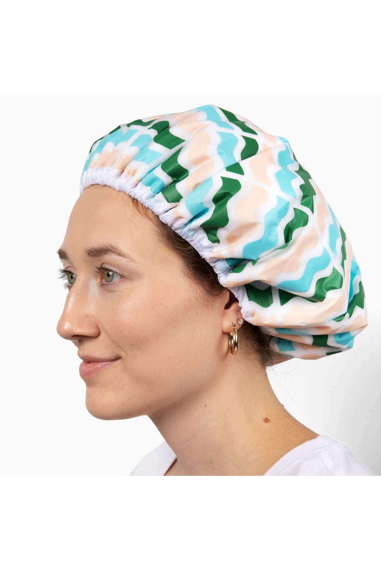 Shower Cap, Alternate, color, White Multi