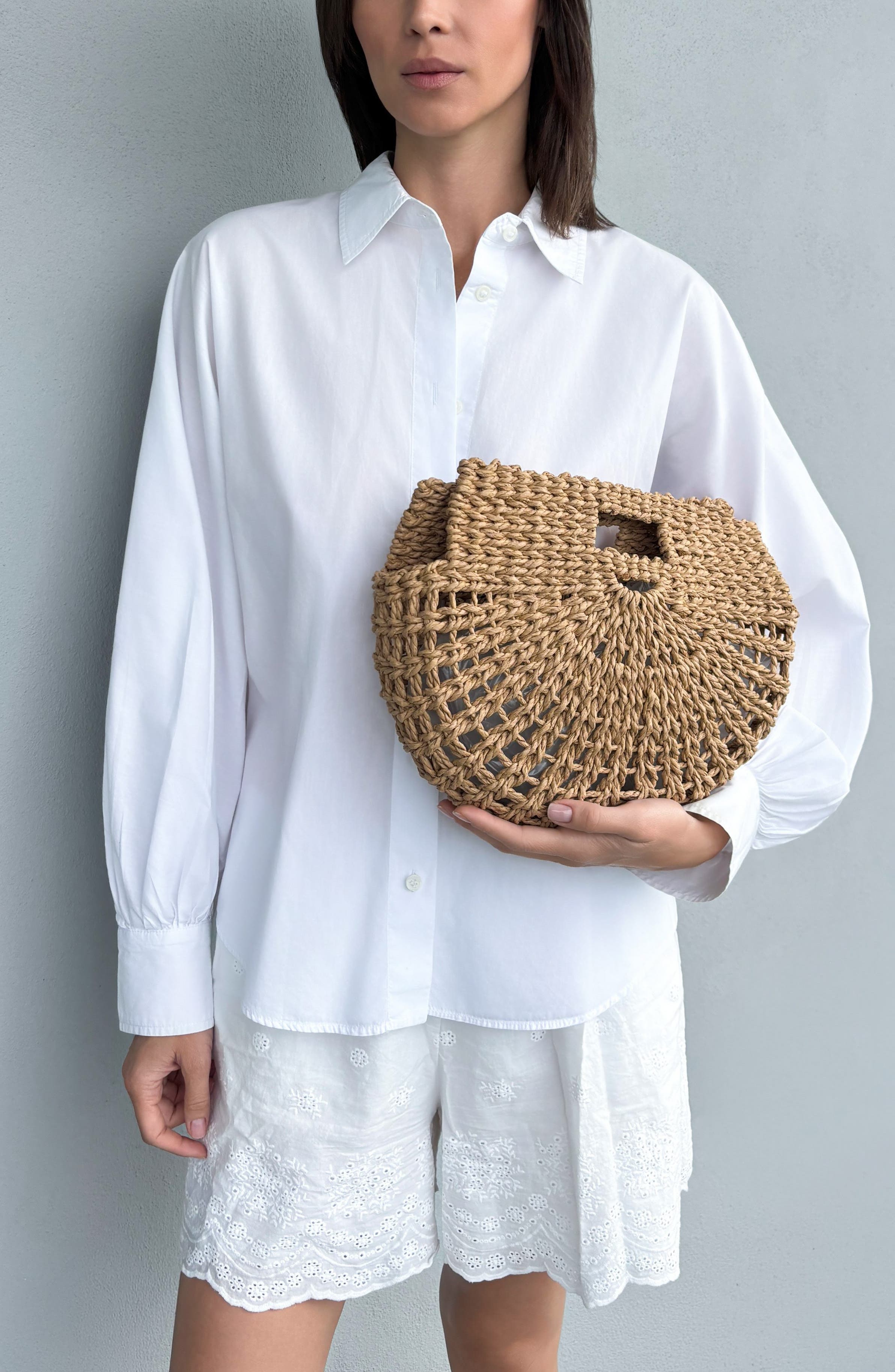 Straw Arc Clutch, Alternate, color, BROWN