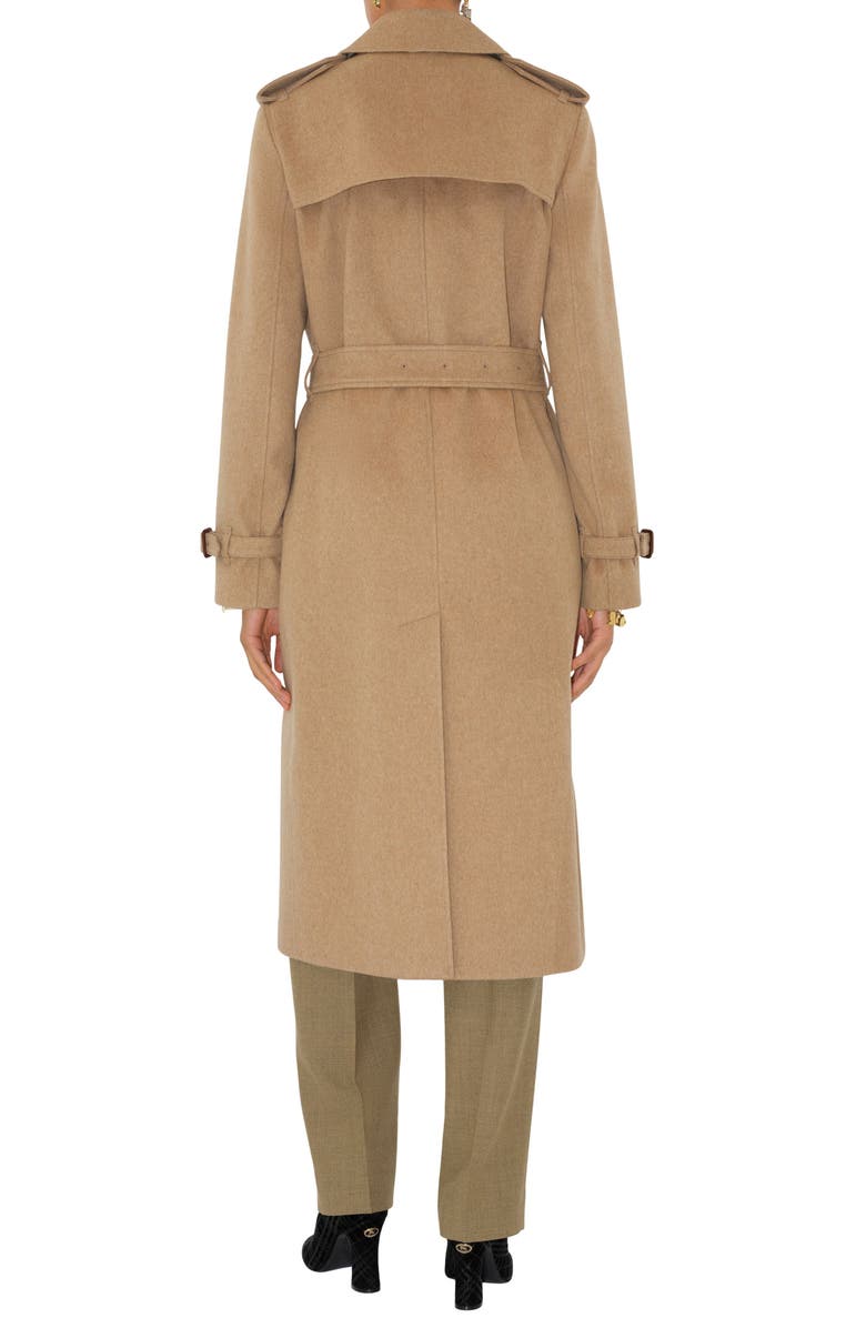Burberry Kensington Cashmere Trench Coat, Alternate, color, Trail Melange