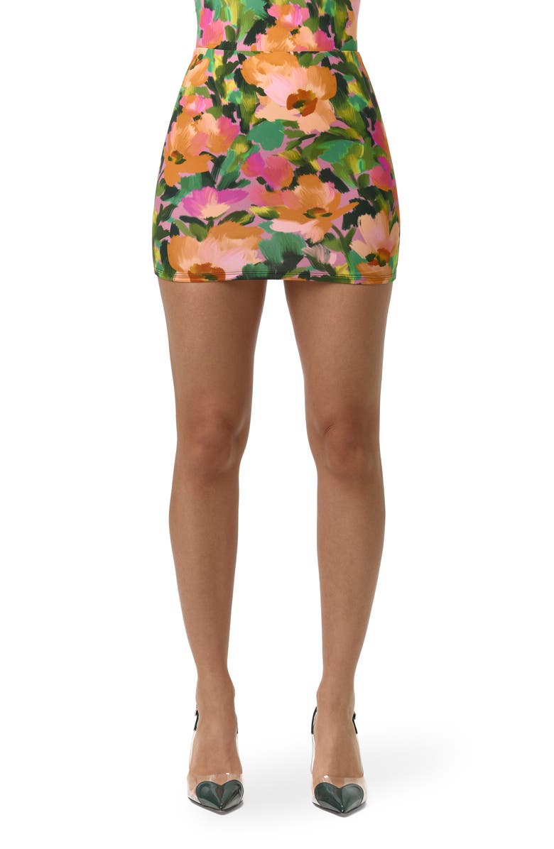 Naked Wardrobe Naked Floral Print Knit Miniskirt, Main, color, Secret Garden