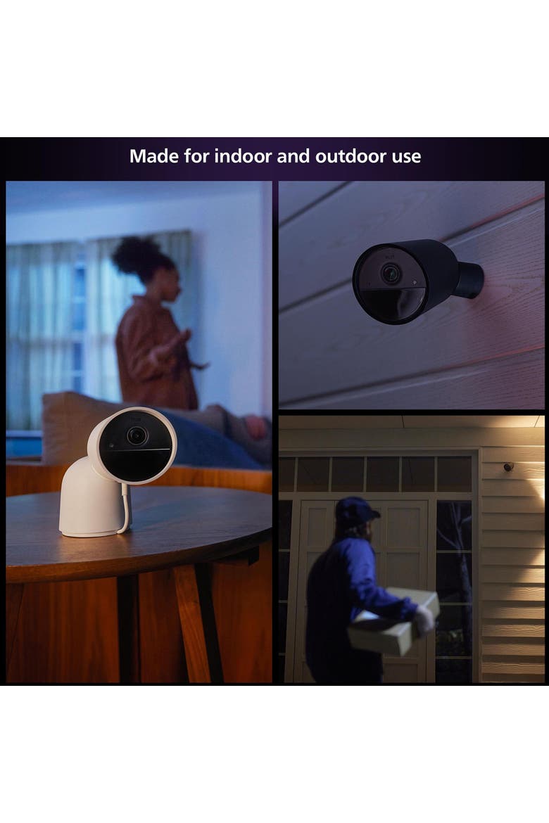 Hue Secure Wired Smart Security Camera, Alternate, color, White