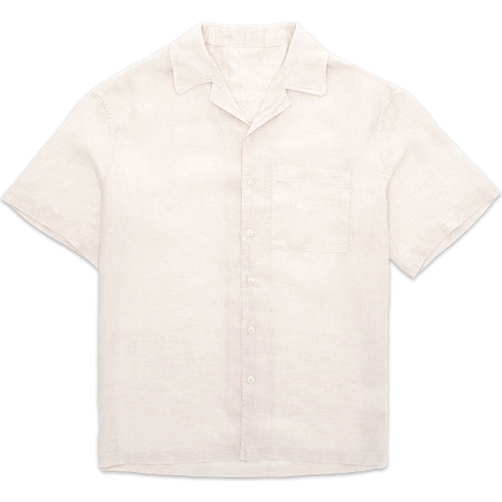 Fortela Bowling Linen Short Sleeve Shirt In White