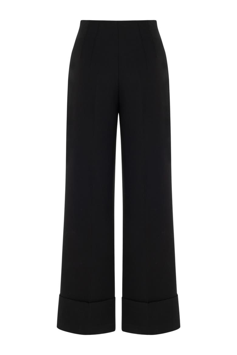 High-Waist Flowy Palazzo Pants, Alternate, color, Black