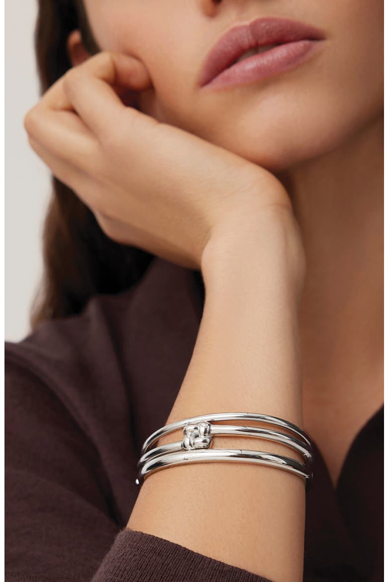 Slim Woven Square Bangle, Alternate, color, PLATINUM