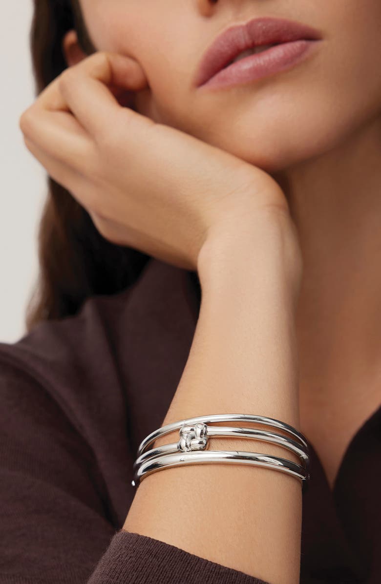 JENNY BIRD Slim Woven Square Bangle, Alternate, color, Platinum