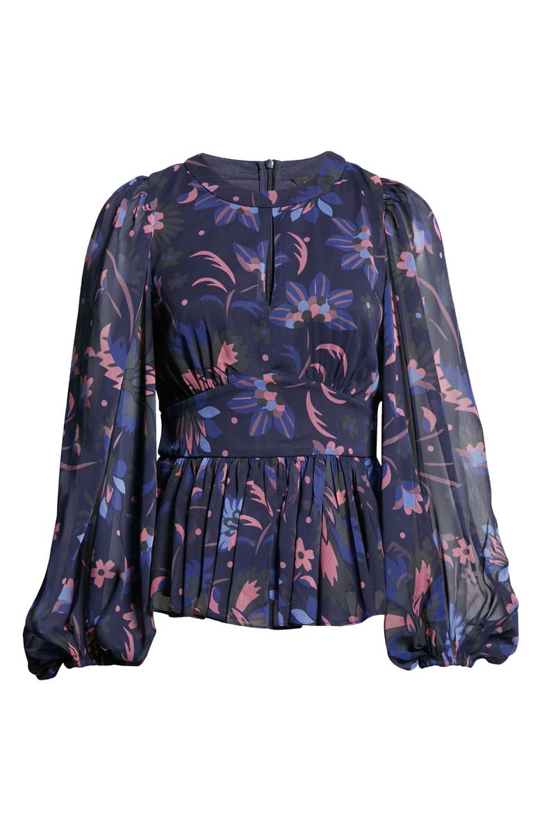 Ted Baker London Stephanie Floral Print Keyhole Detail Blouse, Alternate, color,