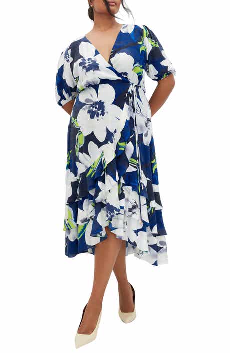City Chic Bea Floral Midi Wrap Dress