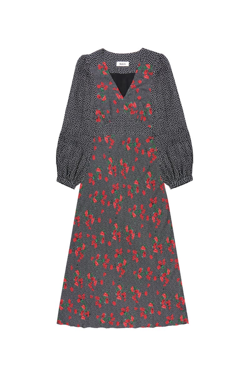 Ro&Zo Floral And Spot Mix Dress, Alternate, color, Red