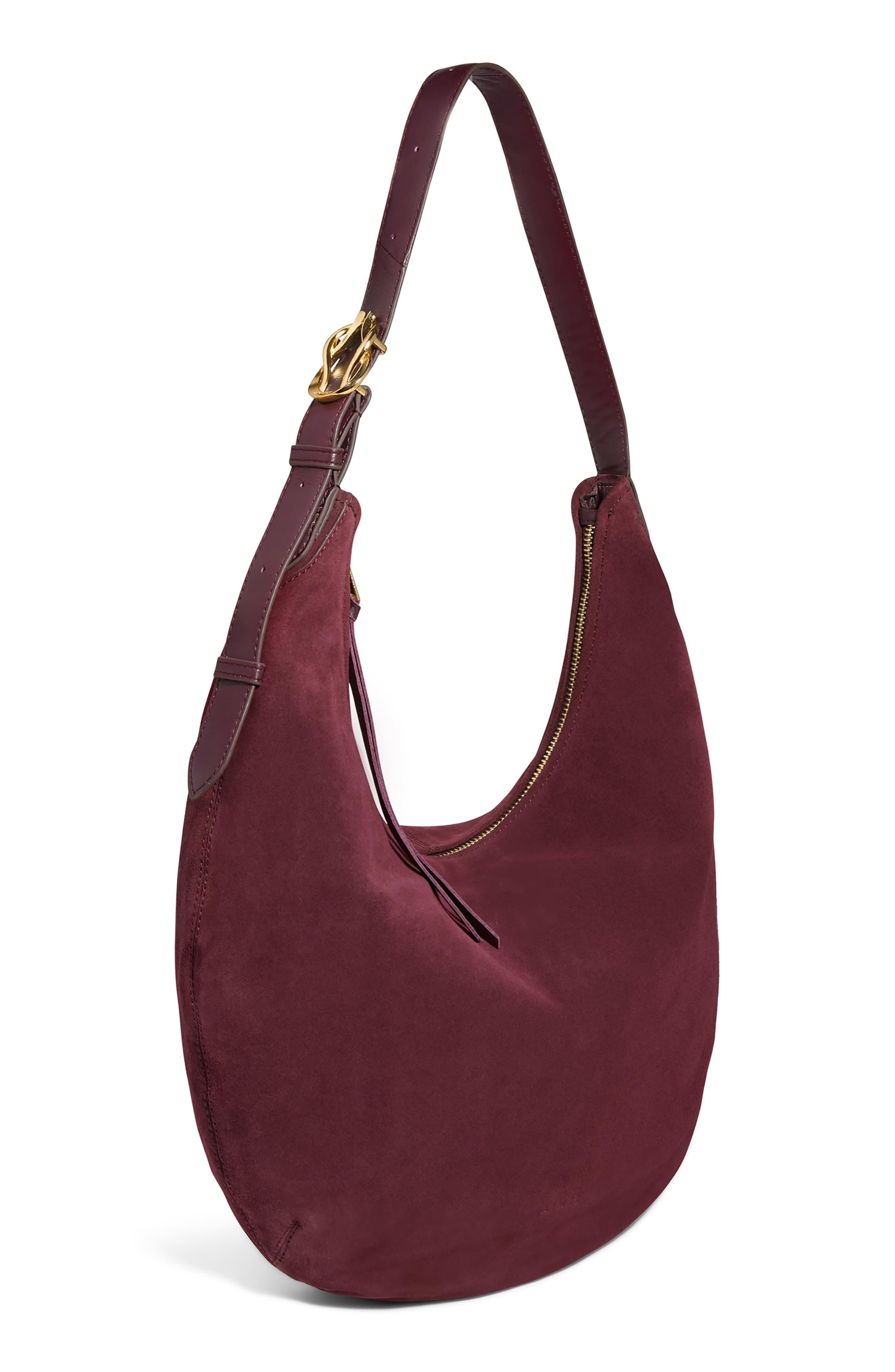 Large Unity Suede Hobo Bag, Alternate, color, CHERRY SUEDE