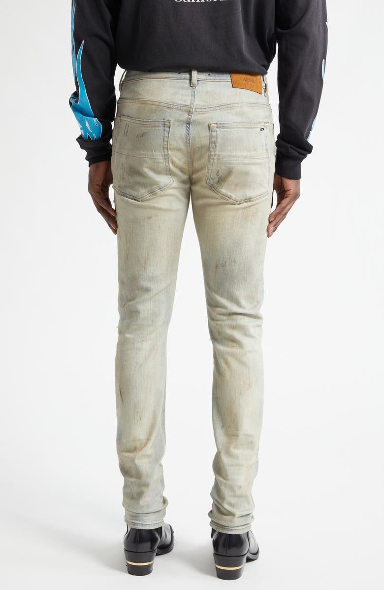 AMIRI MX1 Suede Patched Skinny Jeans, Alternate, color, Perfect Antique Indigo