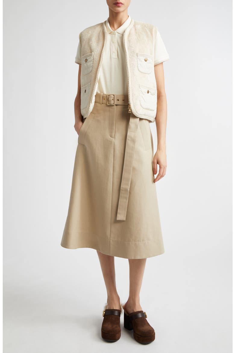 Mimosa Mixed Media Puffer Vest, Alternate, color, IVORY/ WHITE