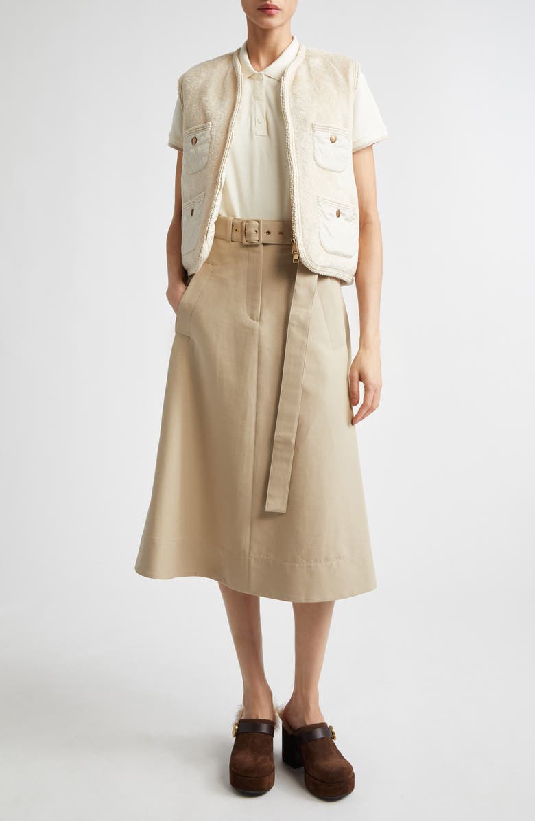 Moncler Mimosa Mixed Media Puffer Vest, Alternate, color, Ivory/ White