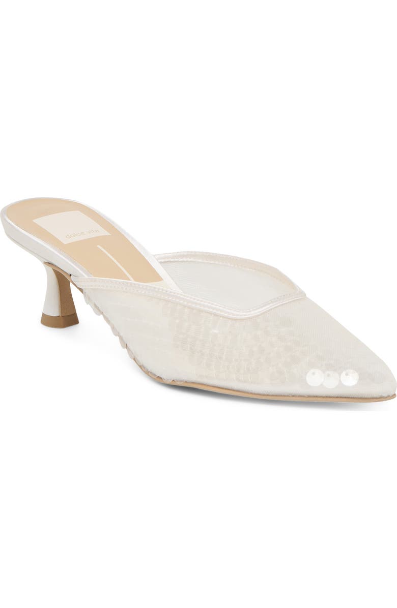 Dolce Vita Cleo Shimmer Kitten Heel Mule, Main, color, Ivory Sequin
