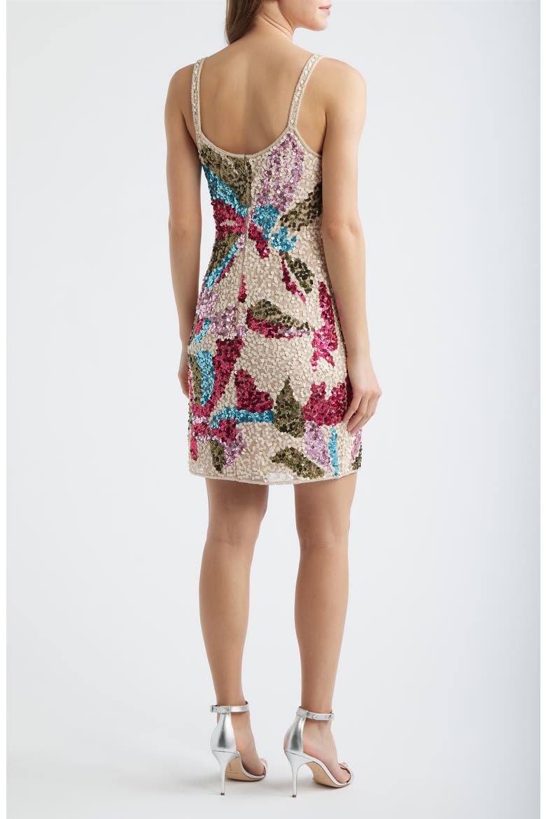 Sequin Floral Sheath Dress, Alternate, color, IVORY