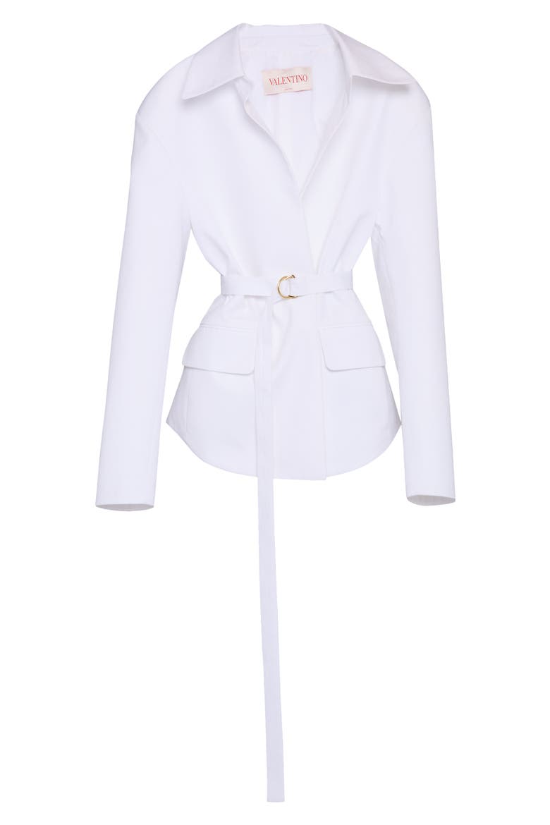 Belted Cotton Wrap Jacket, Alternate, color, BIANCO OTTICO