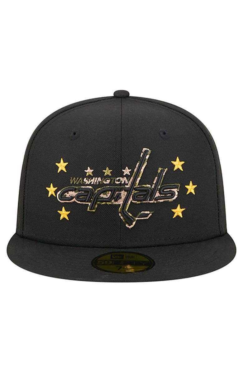 New Era Men's New Era  Black Washington Capitals Military Appreciation Digital Camo Stars 59FIFTY Fitted Hat, Alternate, color, Black