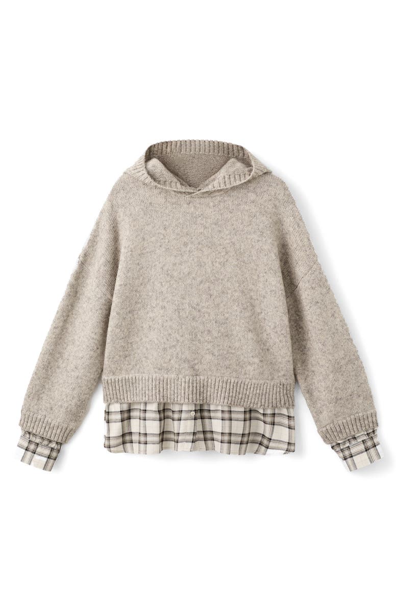 MANGO Teria Hooded Shirt Sweater, Alternate, color, Medium Brown