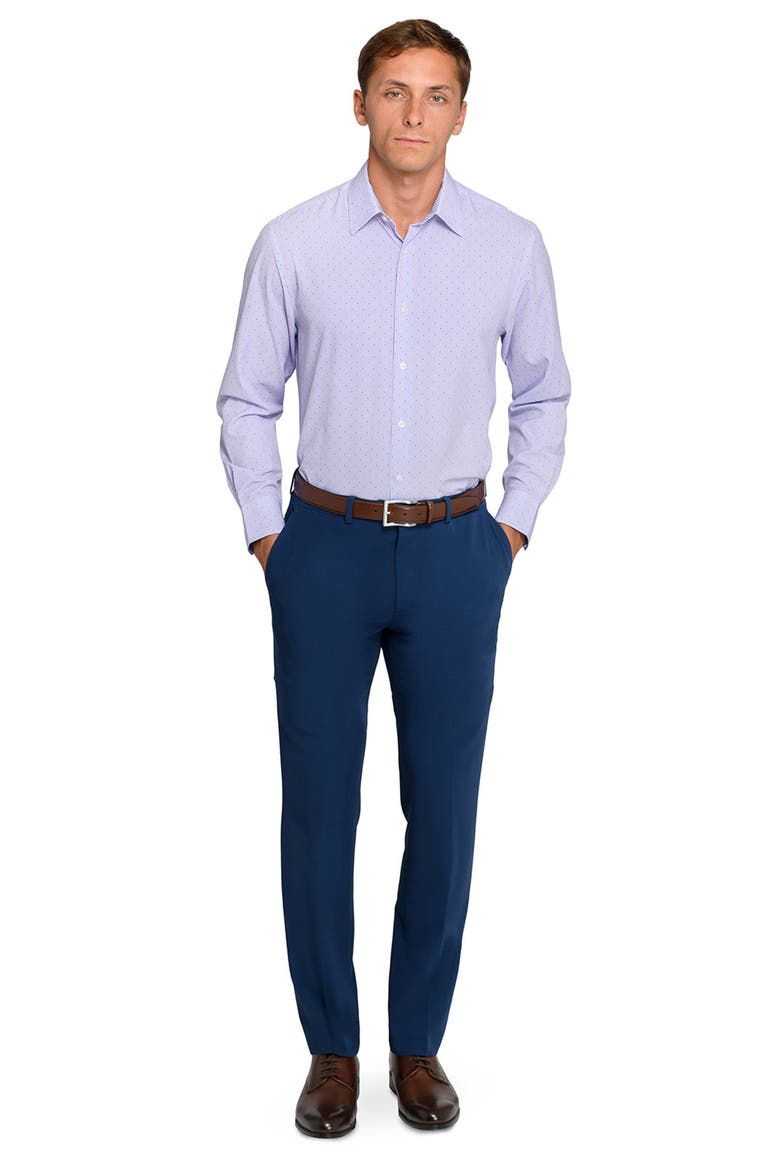 Regular Fit Stripe Dot Performance Dress Shirt, Alternate, color, WHITE/ PURPLE