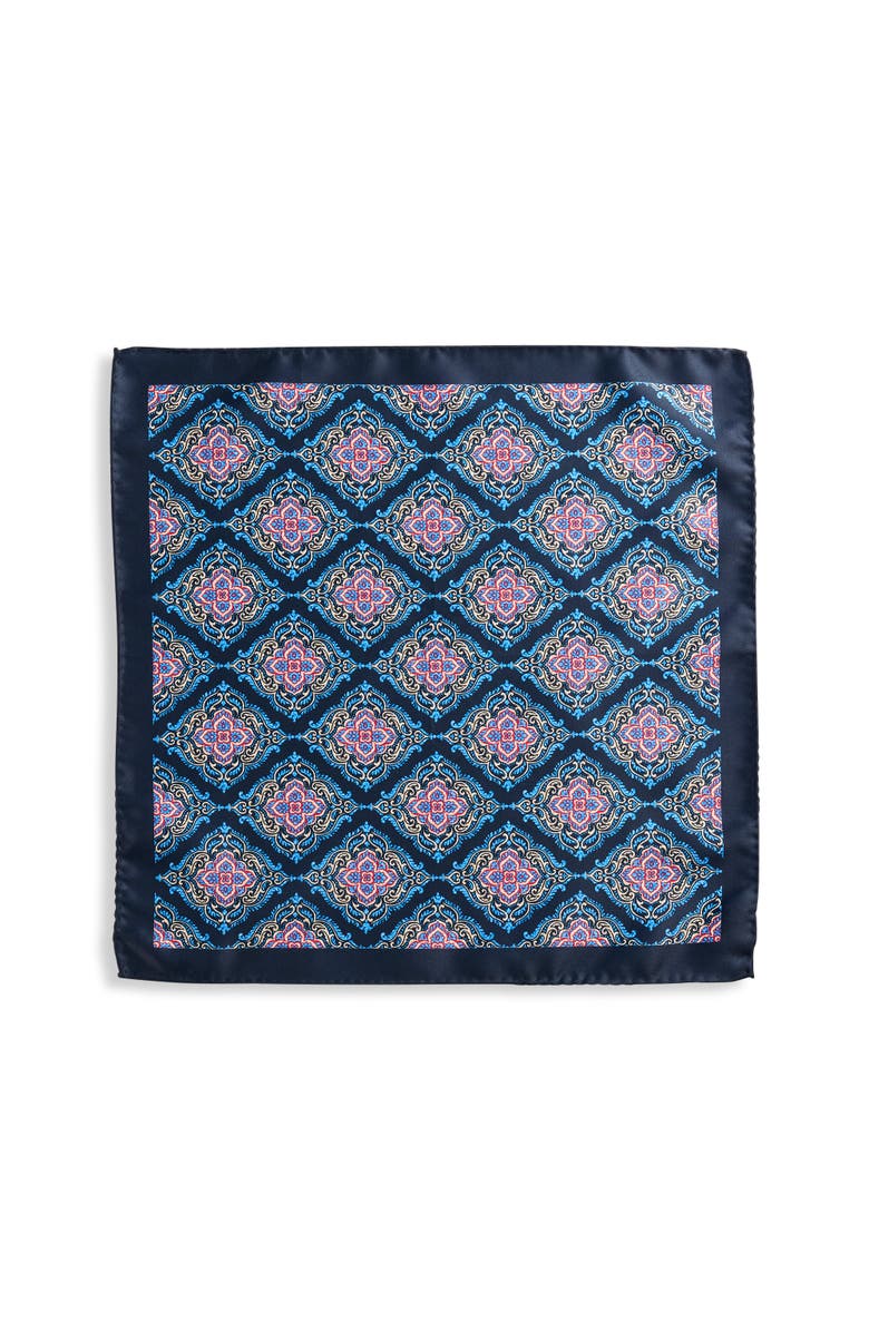 Synrgy by DXL Big & Tall Medallion Pocket Square, Alternate, color, Navy