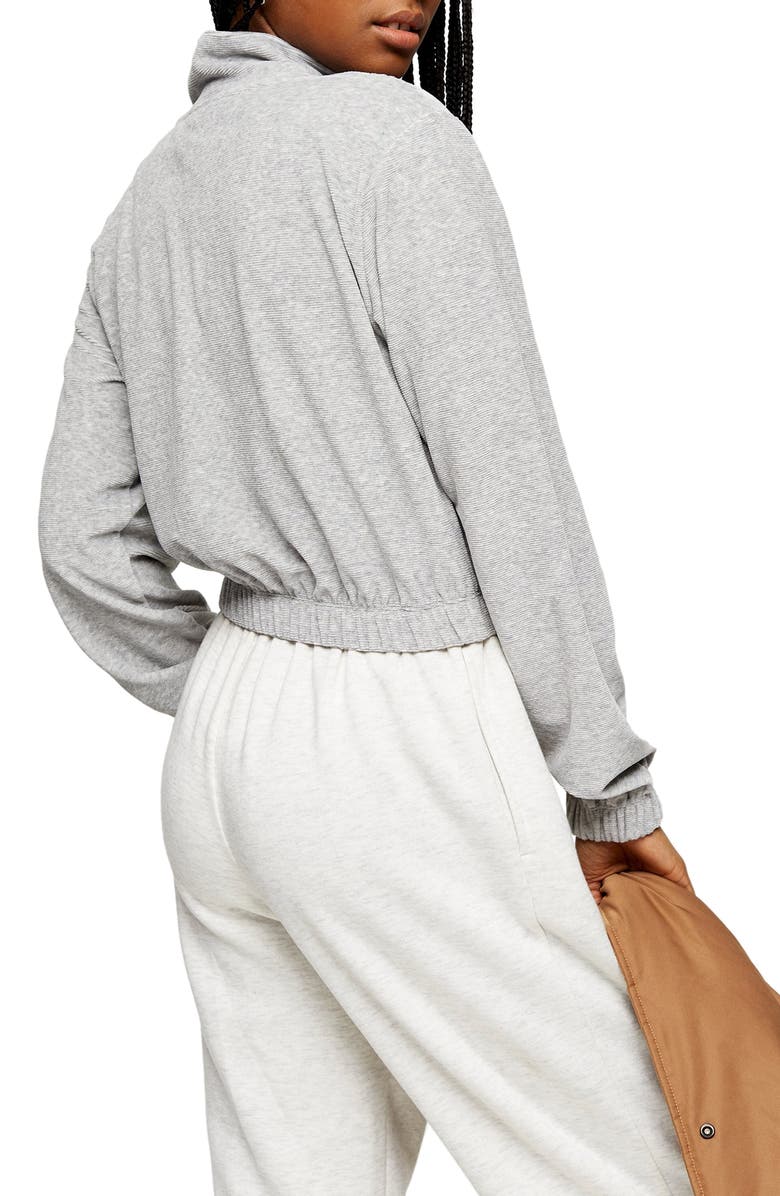 Topshop Velour Half Zip Sweatshirt, Alternate, color, 