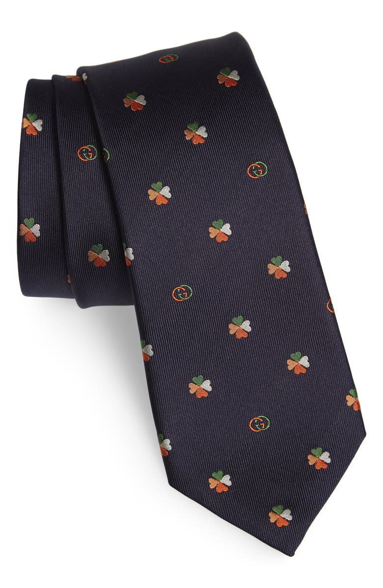 Gucci GG Shamrock Silk Tie, Main, color,