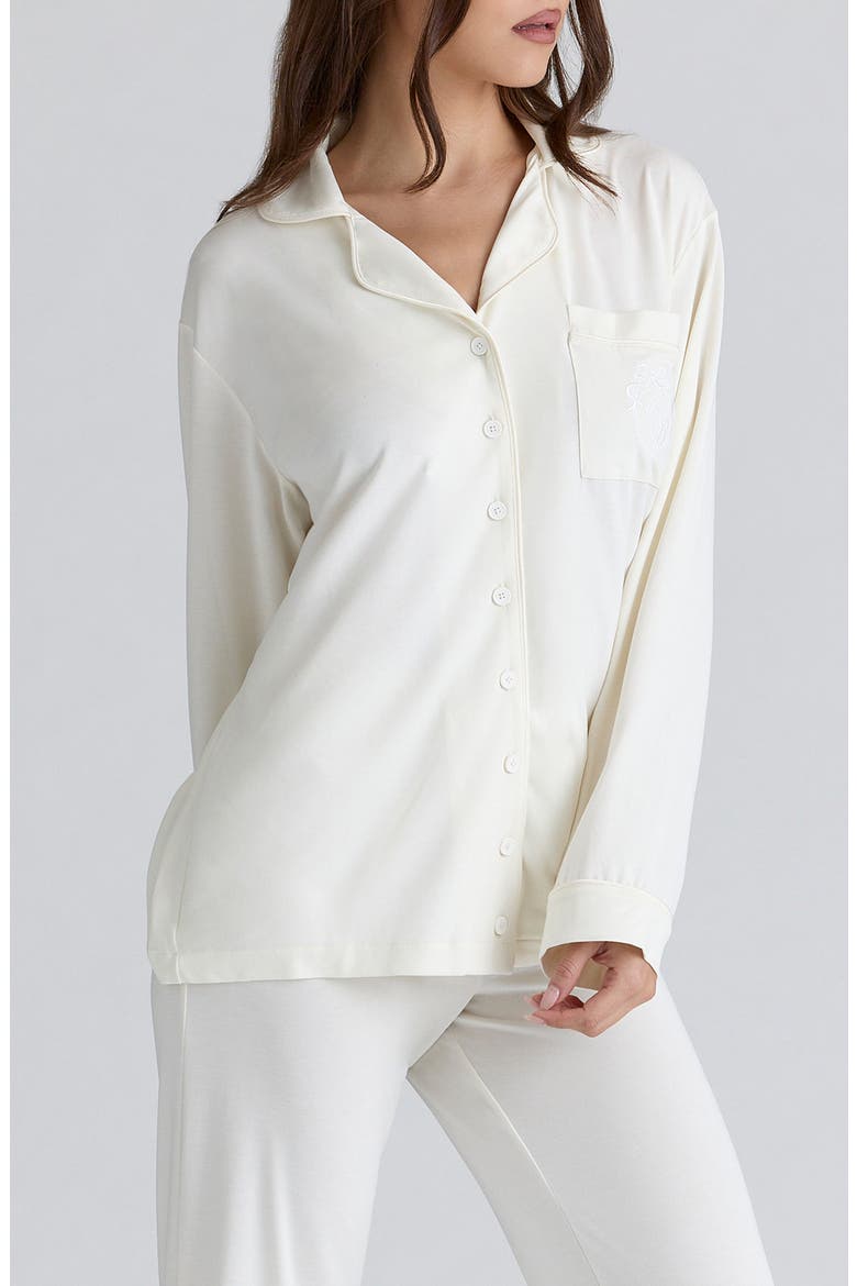 Classic Long Sleeve Pajamas, Alternate, color, WHITE