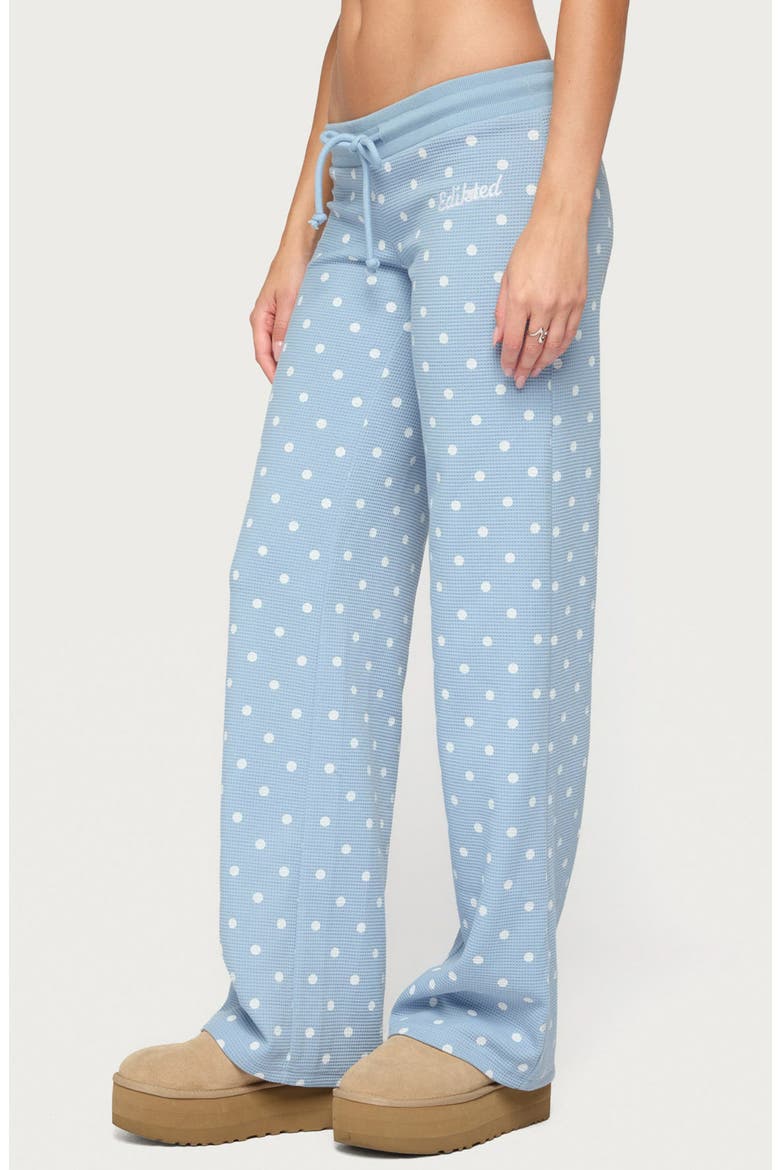 Dilly Polka Dot Waffle Pants, Alternate, color, BLUE
