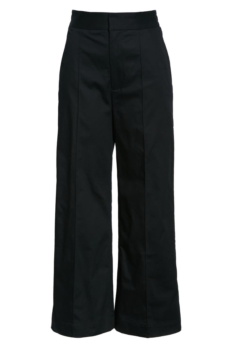 Piedra Pintuck Stretch Twill Wide Leg Ankle Pants, Alternate, color, BLACK