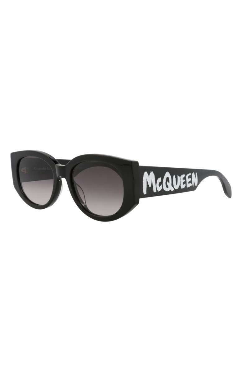 McQueen 54mm Oval Sunglasses, Alternate, color, Black Black Grey