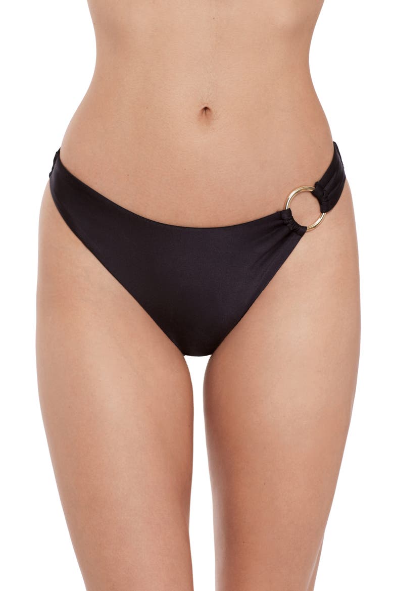 Scoop Front Ring Hipster Bikini Bottoms, Main, color, RAVEN BLACK