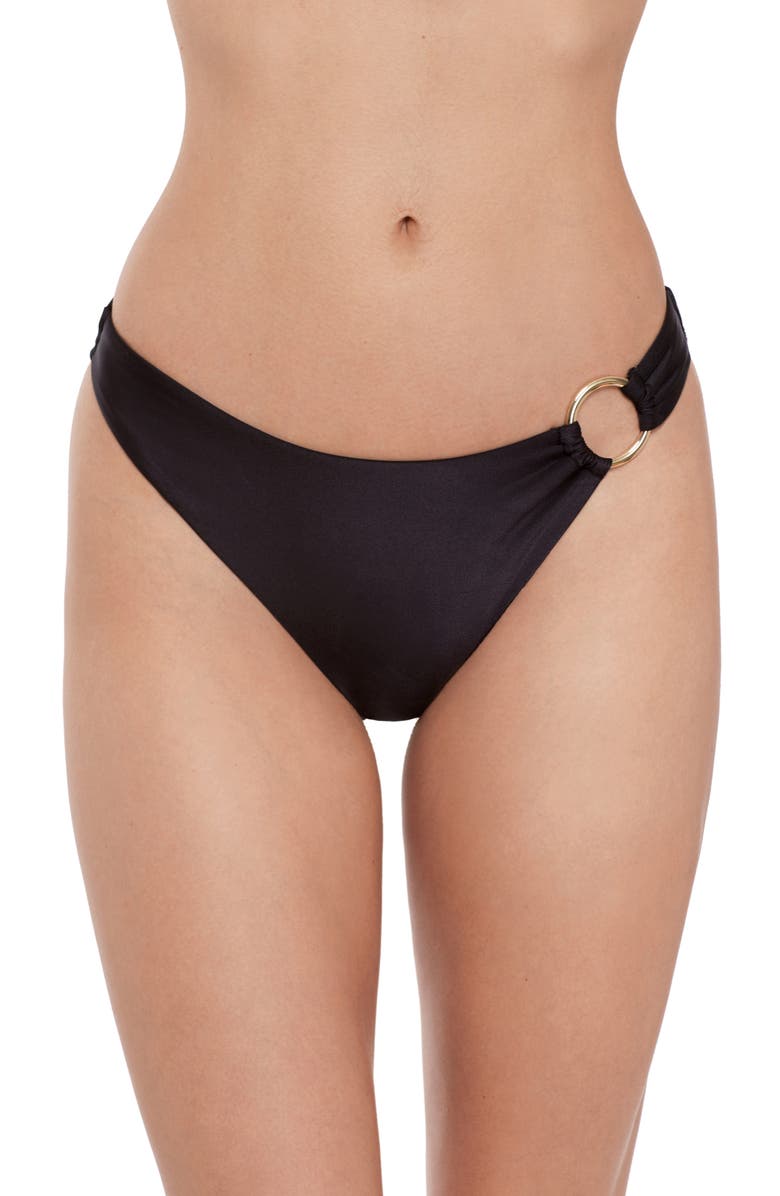 Steve Madden Scoop Front Ring Hipster Bikini Bottoms, Main, color, Raven Black