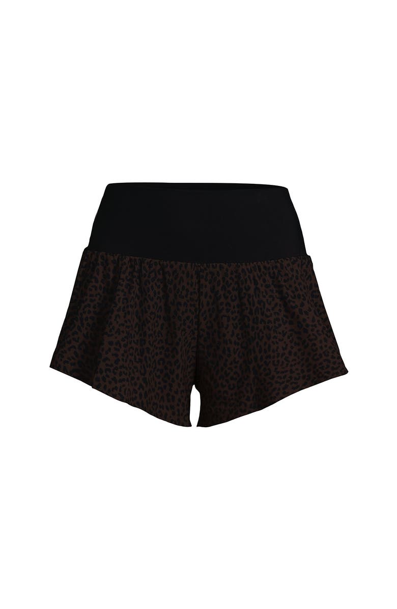 Lands' End 3" Pinchless Flutter Swim Short with Panty, Alternate, color, Brown Leopard